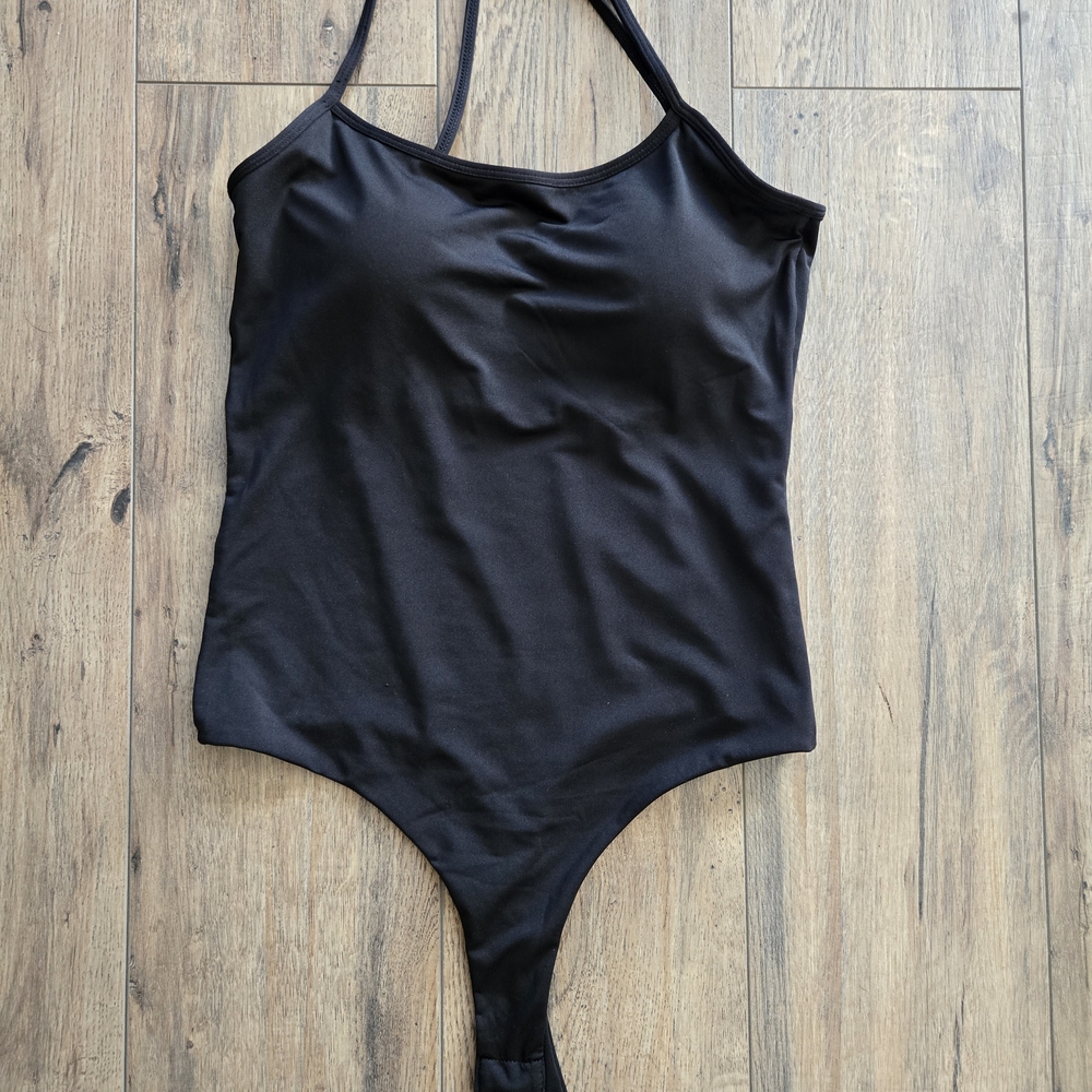 Klassy Network BRAMI Low Back Crisscross  Black Bodysuit Size S